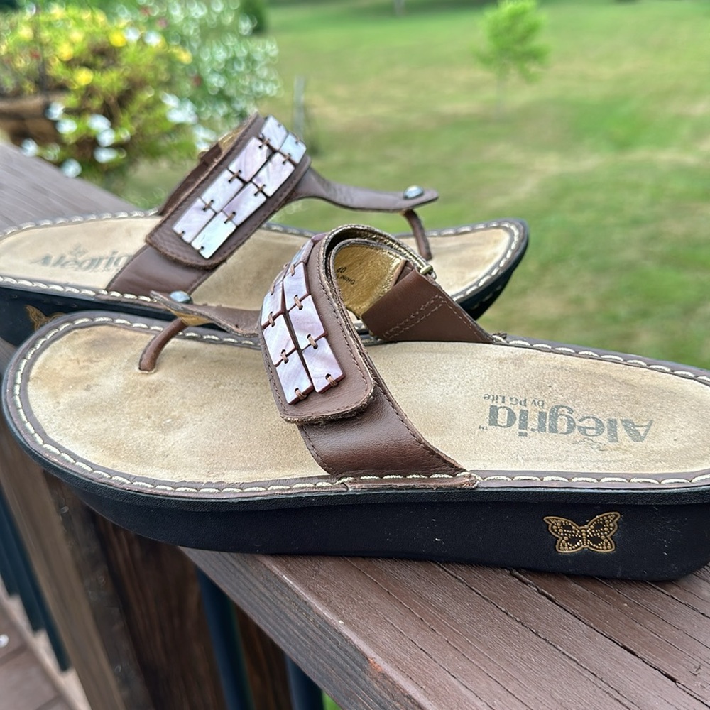 🐌Women’s Algeria Brown Opal Shell Sandals Comfort Shoes 40 ~